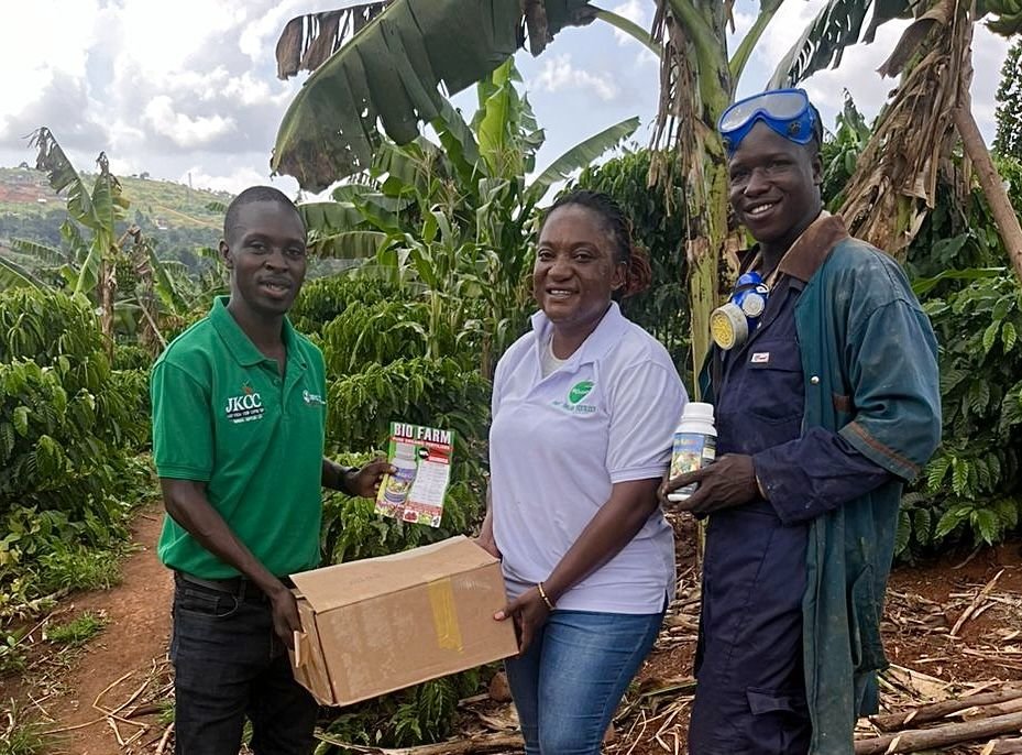 Bio-Farm delivery to a JKCC coffee and banana garden